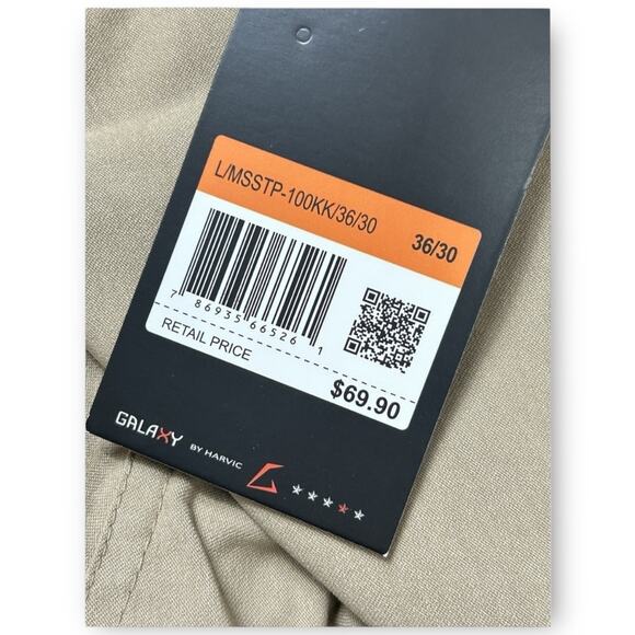 NWT Galaxy by Harvic Stretch Chino Pants Beige 36x30 - Picture 8 of 10